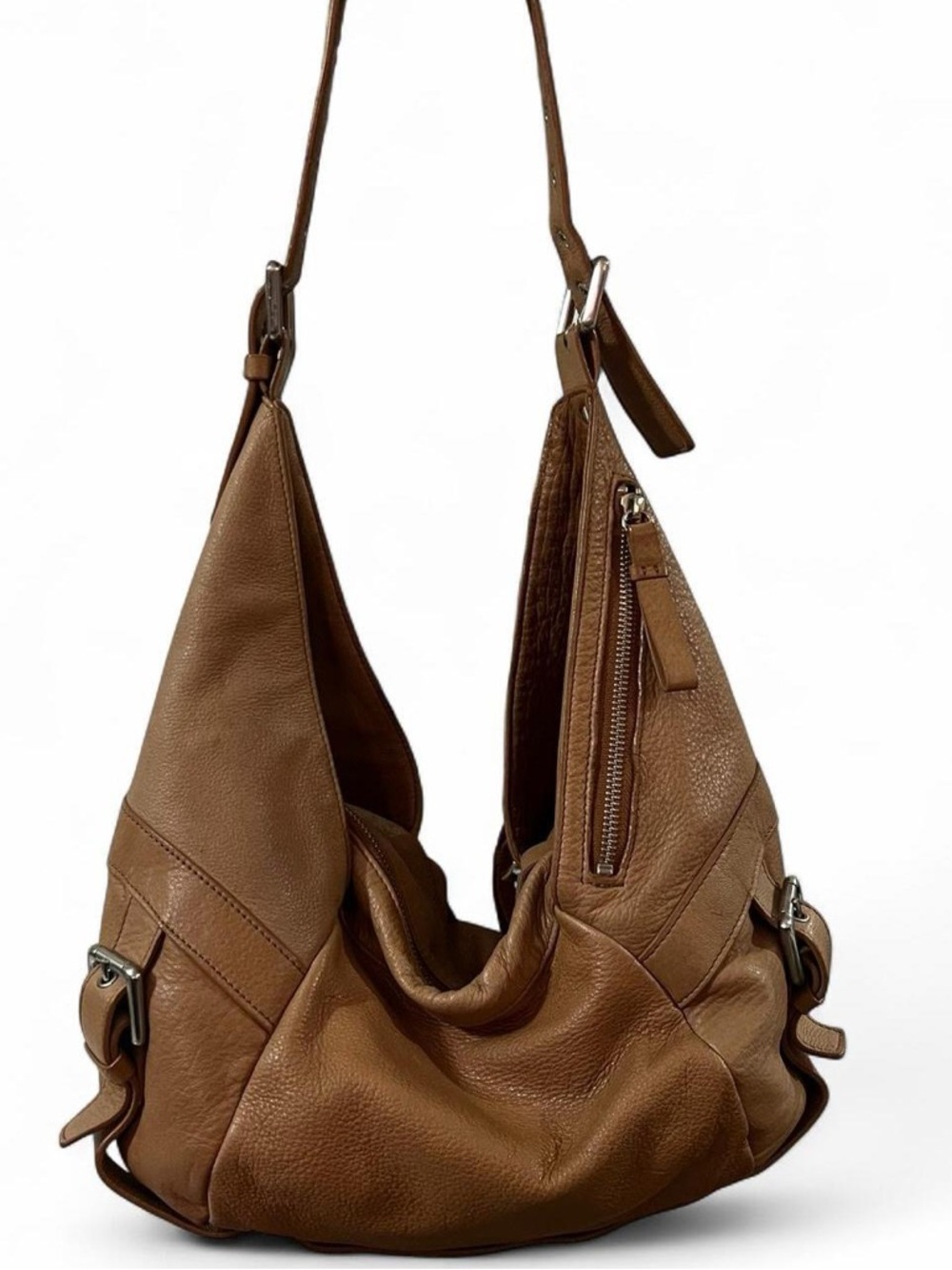 Kenneth Cole Tan Leather Hobo Shoulder Bag